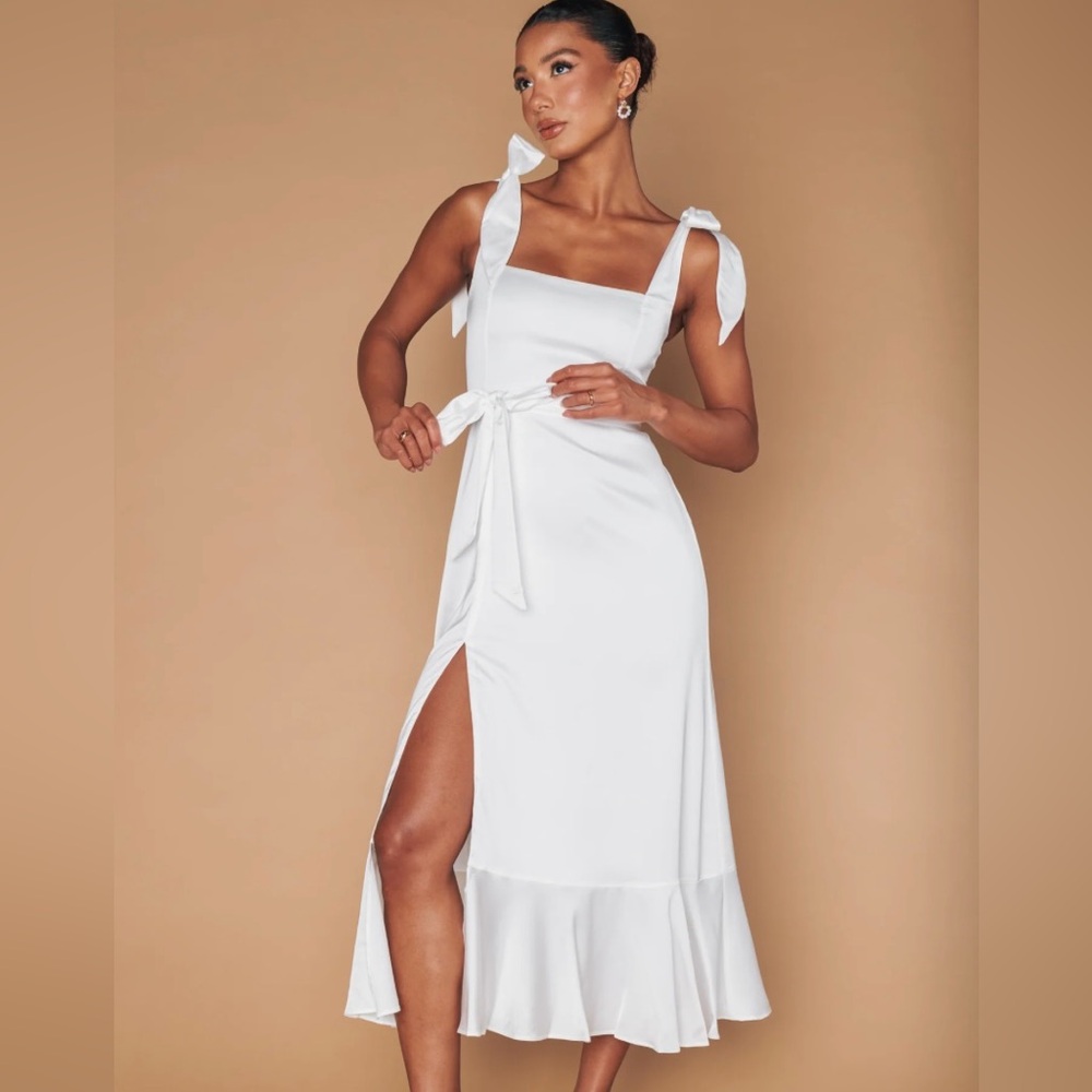 Show Me Your MuMu Garden Midi Dress Satin White Small